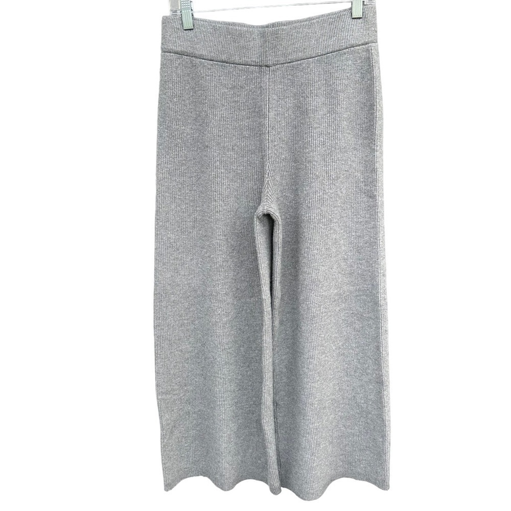 A New Day Wide Leg Knit Pants Grey High Waist Women’s Small 6878